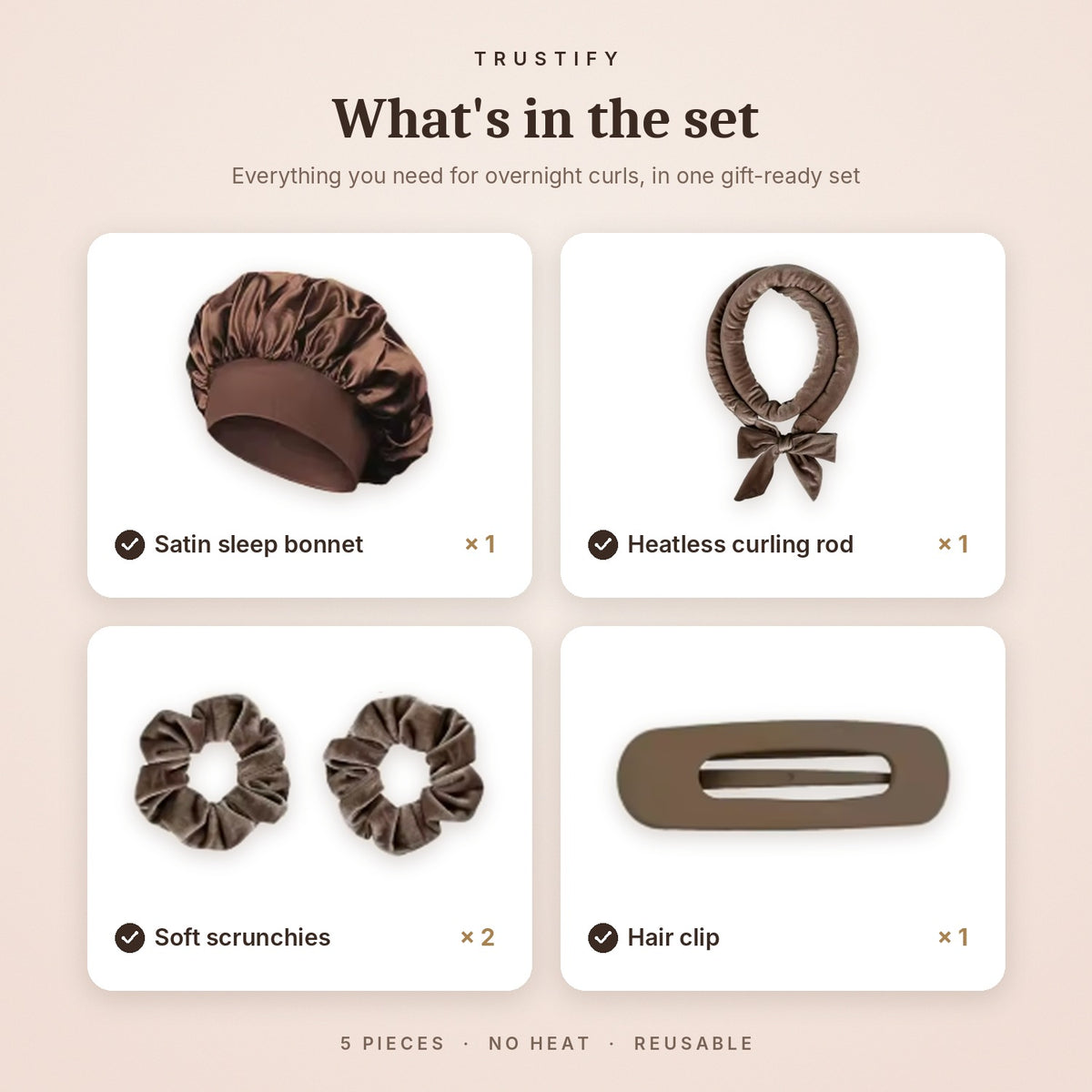 Overnight Curls Gift Set – 5-Piece Heatless Curling Kit